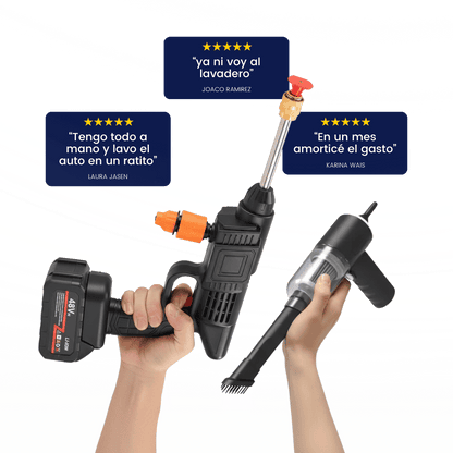 Sistema de Lavado CAR WASH® de Nüvolut – Hidrolavadora Inalámbrica + Aspiradora Portátil