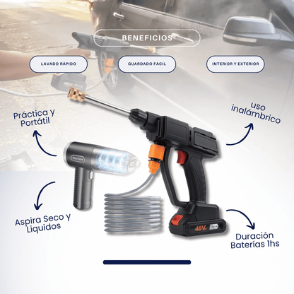 Sistema de Lavado CAR WASH® de Nüvolut – Hidrolavadora Inalámbrica + Aspiradora Portátil